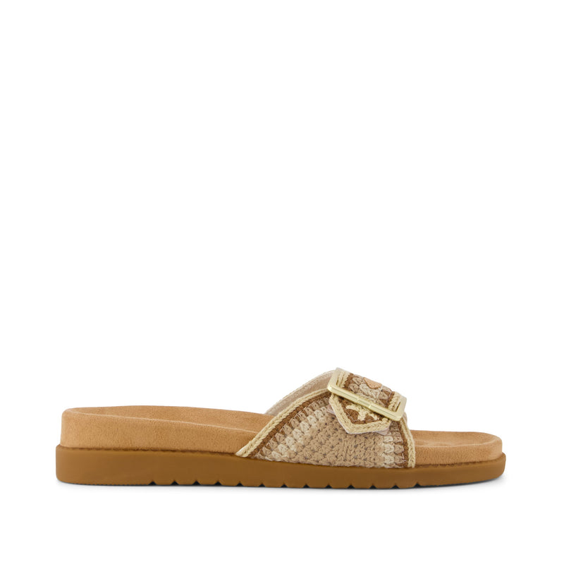 Marin Slide Sandal - Almond Crochet Side View