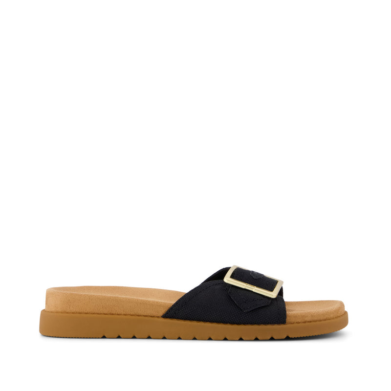 Marin Slide Sandal - Black Canvas
 Side View