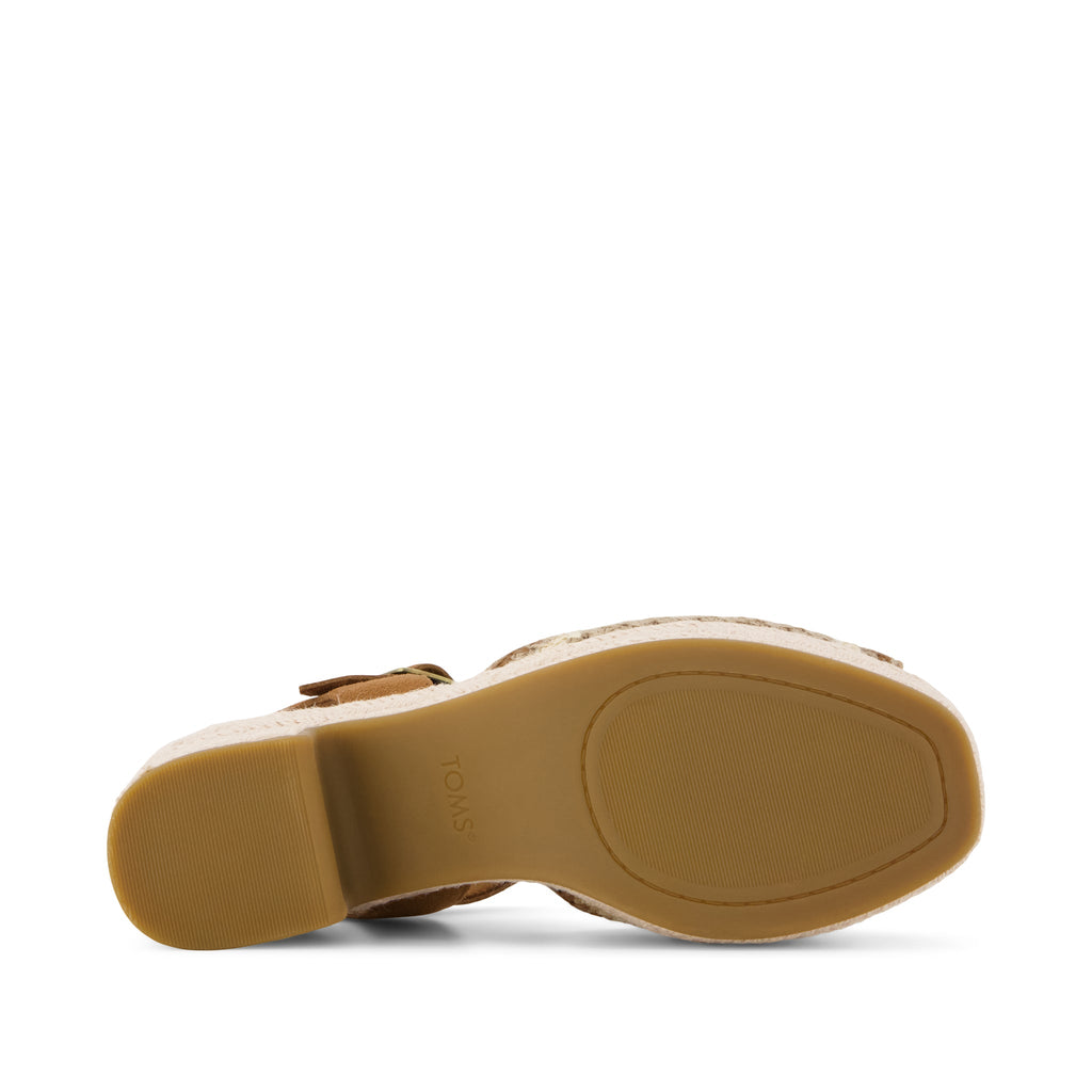 Isla Peep Toe Heeled Sandal - Almond Crochet Bottom Sole View