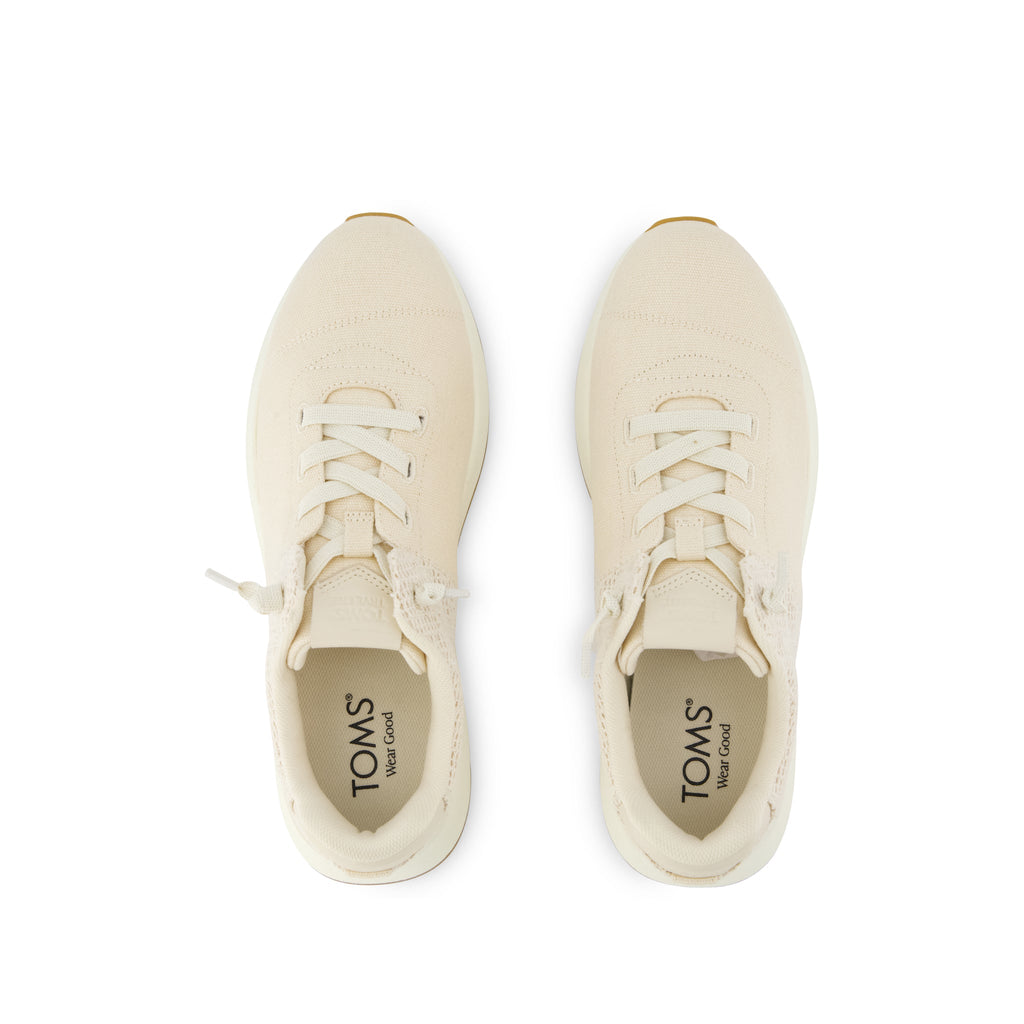 TRVL LITE Cabrillo Sneaker - Water Repellent Beige Canvas Mesh Top View