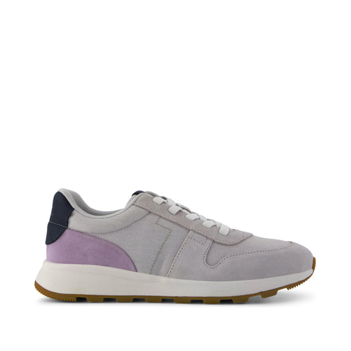 TRVL LITE Retro Runner Sneaker - Water Repellent Lunar Grey Suede Side View