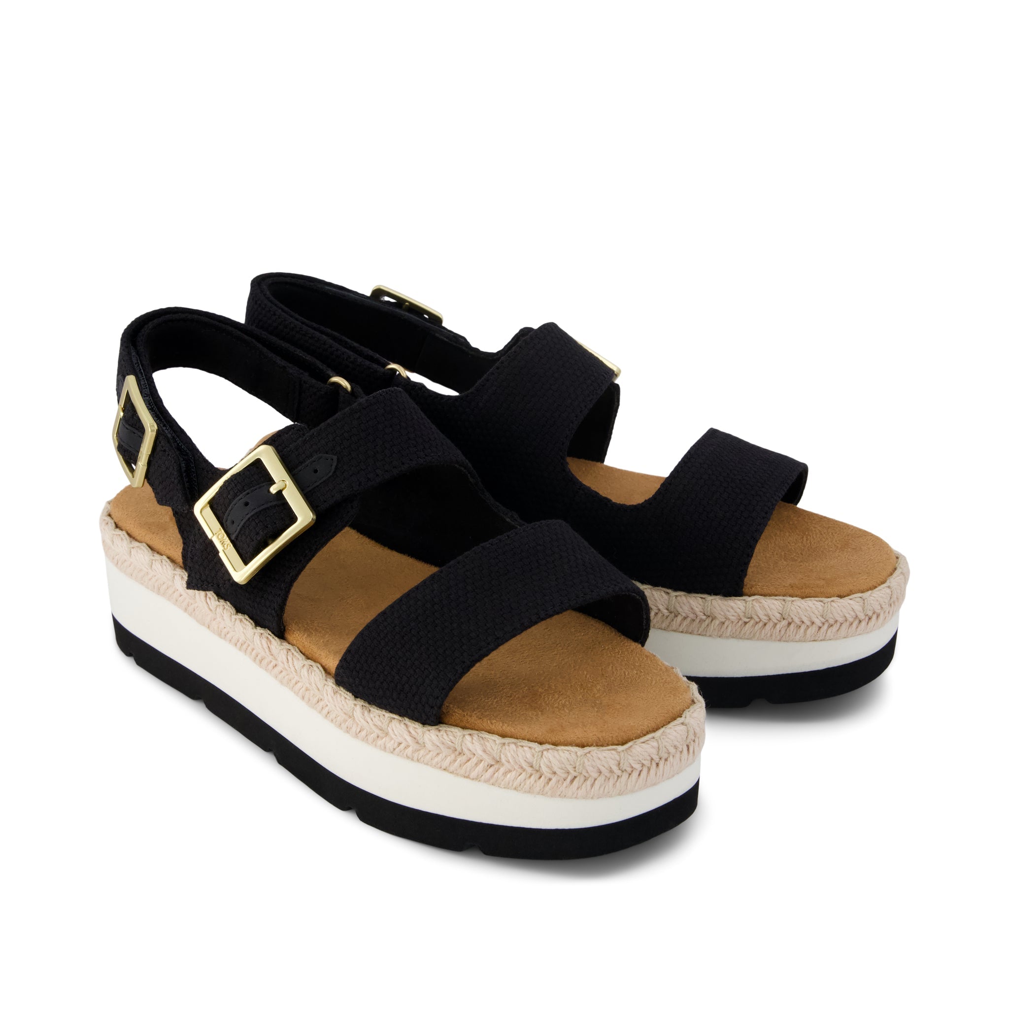 Womens Giana Flatform Sandal Black Woven – TOMS.com