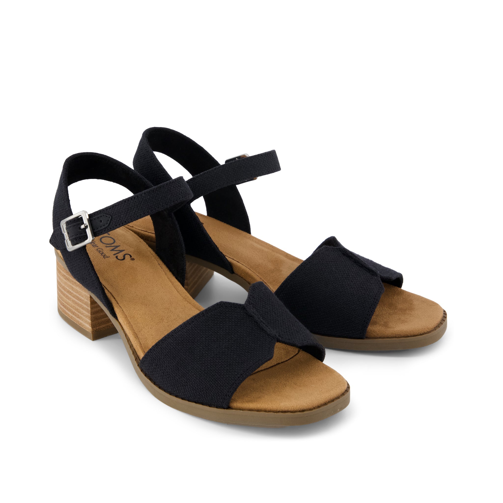 Eloise Sandal - Black Woven Front View
