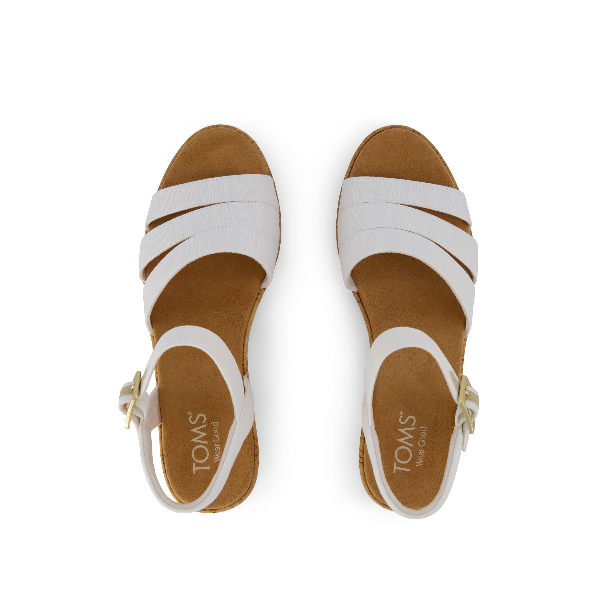 Julia Wedge Sandal - Woven White Top View