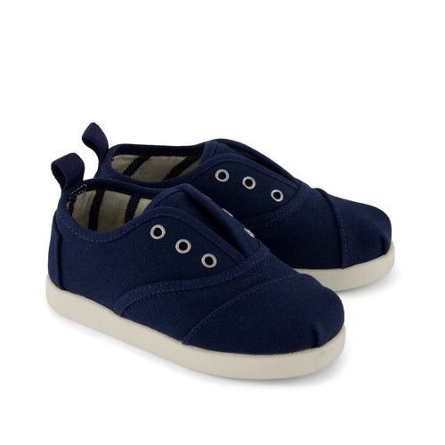 Cordones Plus Toddler Sneaker - Navy Canvas  Front View