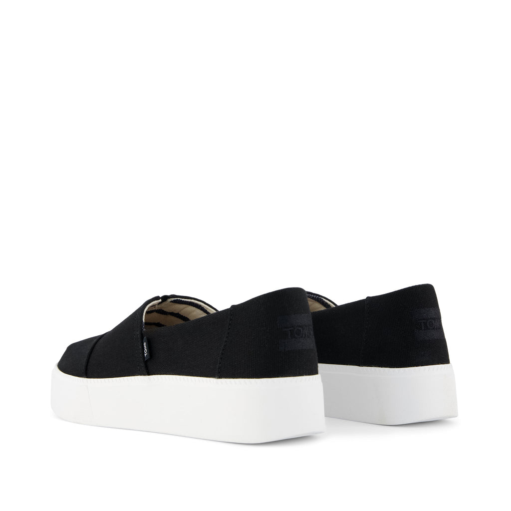 Asher Platform Slip On Sneaker - Black Canvas Back View