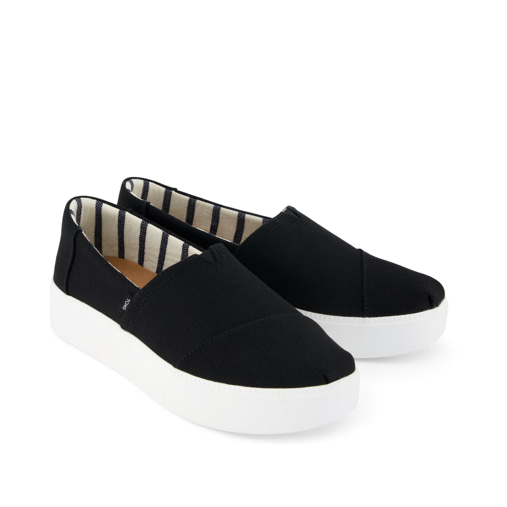 Asher Platform Slip On Sneaker - Black Canvas Front View