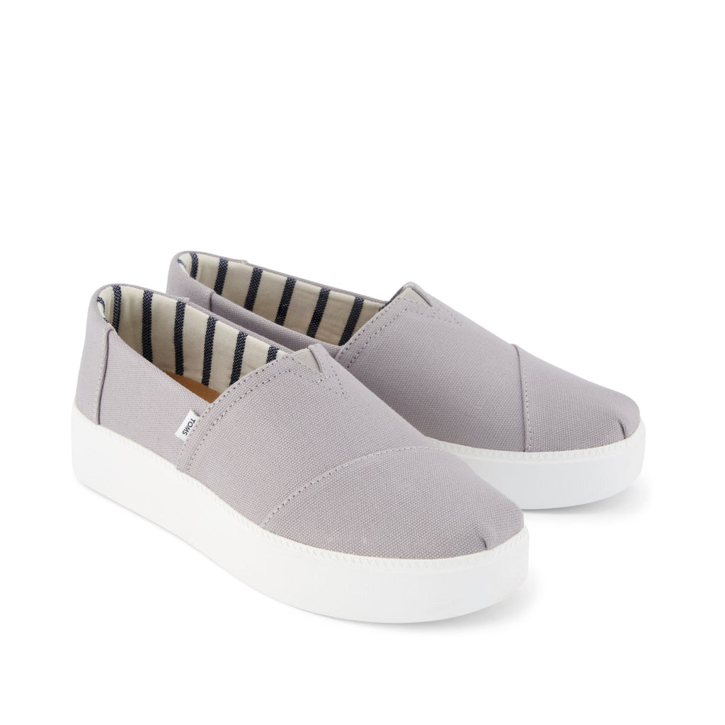 Asher Platform Slip On Sneaker - Grey Canvas Front View