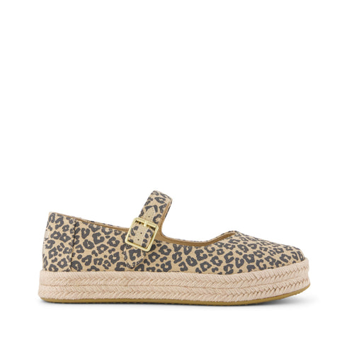 Carolina Mary Jane Espadrille - Natural Leopard Print (Spots) Side View