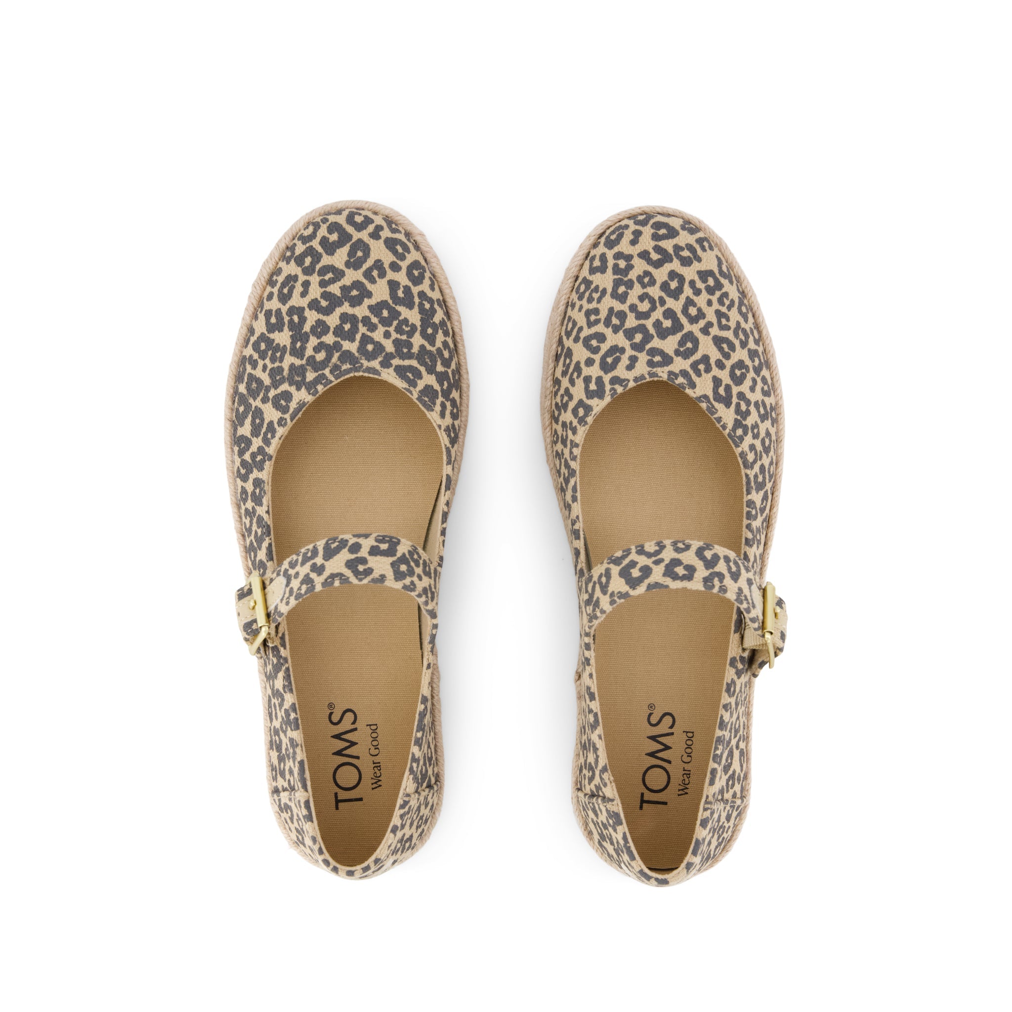Carolina Mary Jane Espadrille - Natural Leopard Print (Spots) Top View