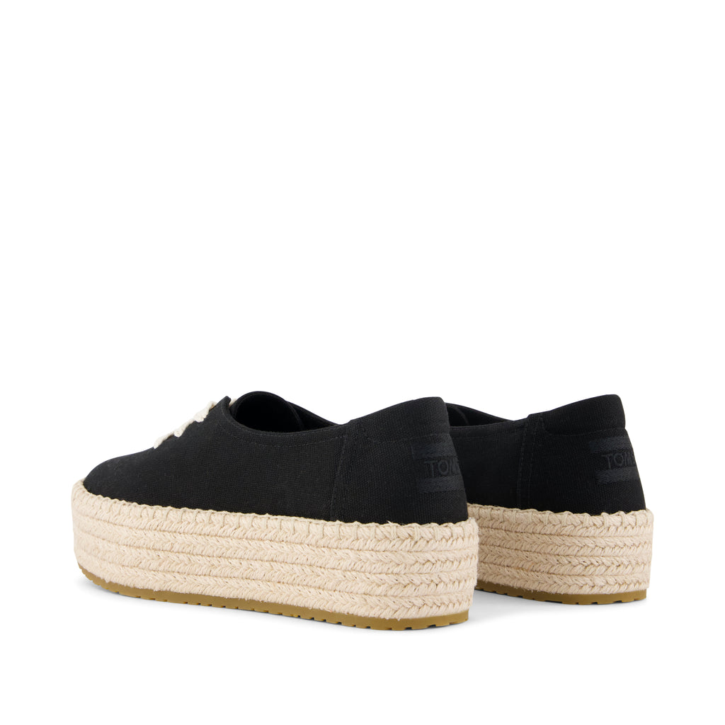 Valencia Lace-Up Platform Espadrille - Black Canvas Back View