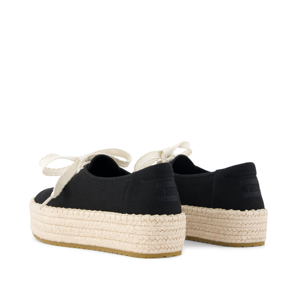Womens Valencia Lace-Up Platform Espadrille Black Canvas