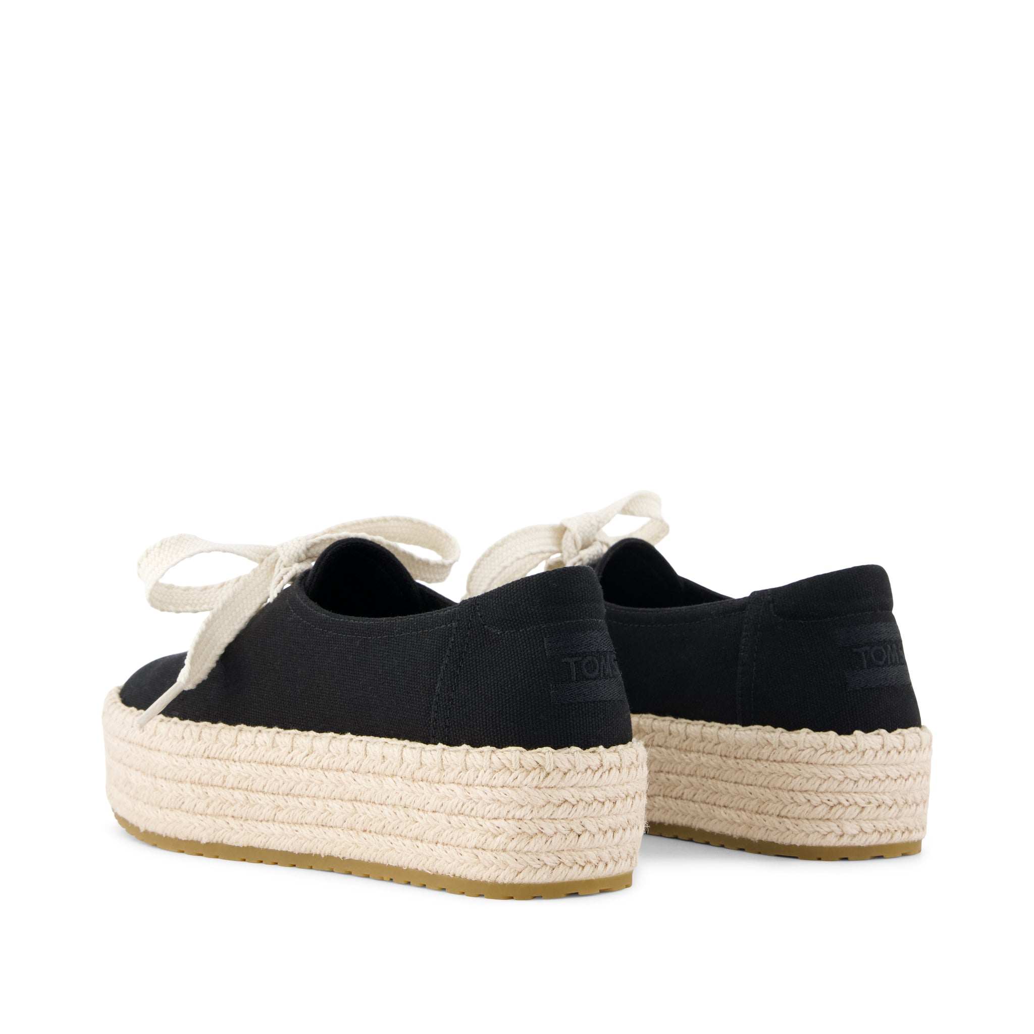 Womens Valencia Lace-Up Platform Espadrille Black Canvas
