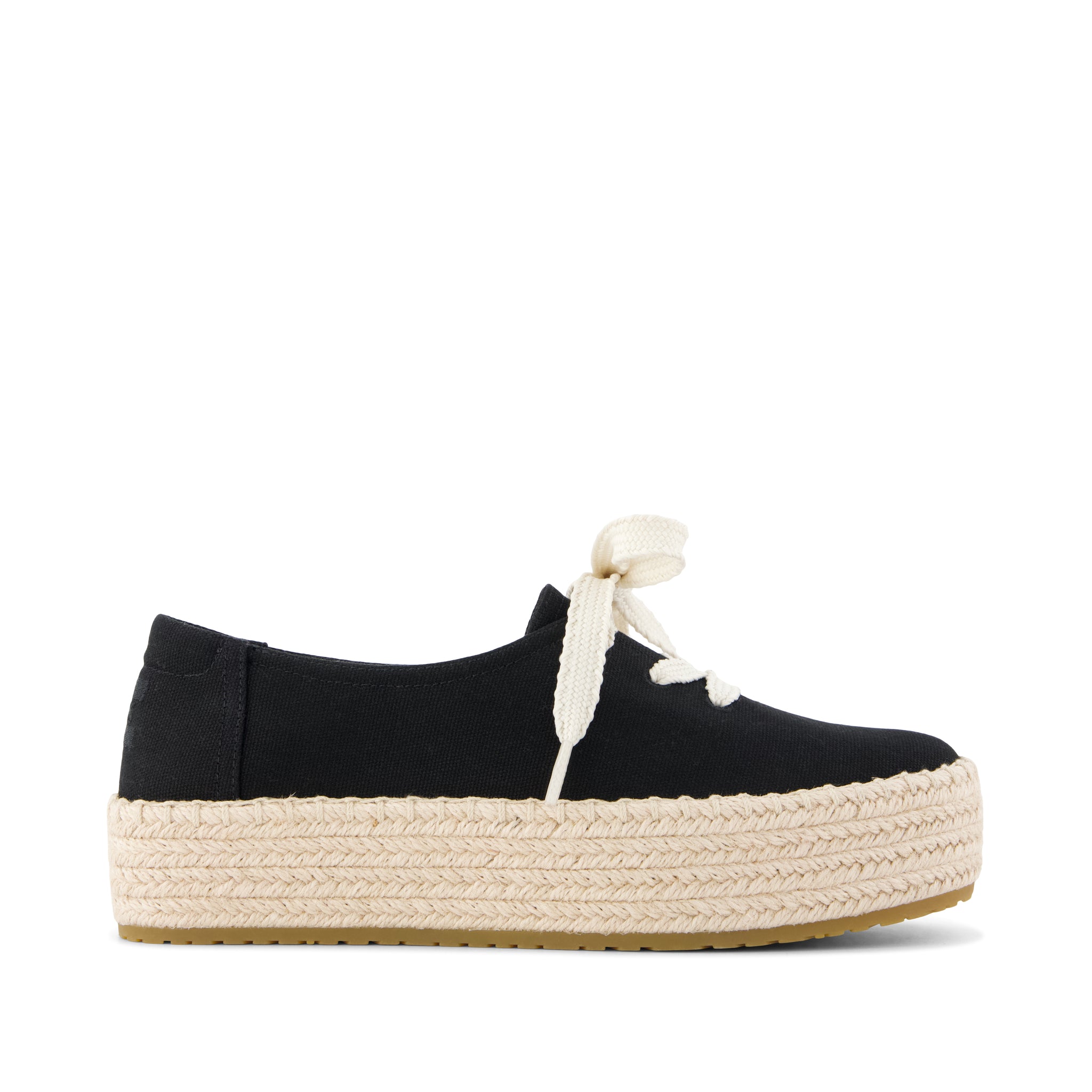 Womens Valencia Lace-Up Platform Espadrille Black Canvas