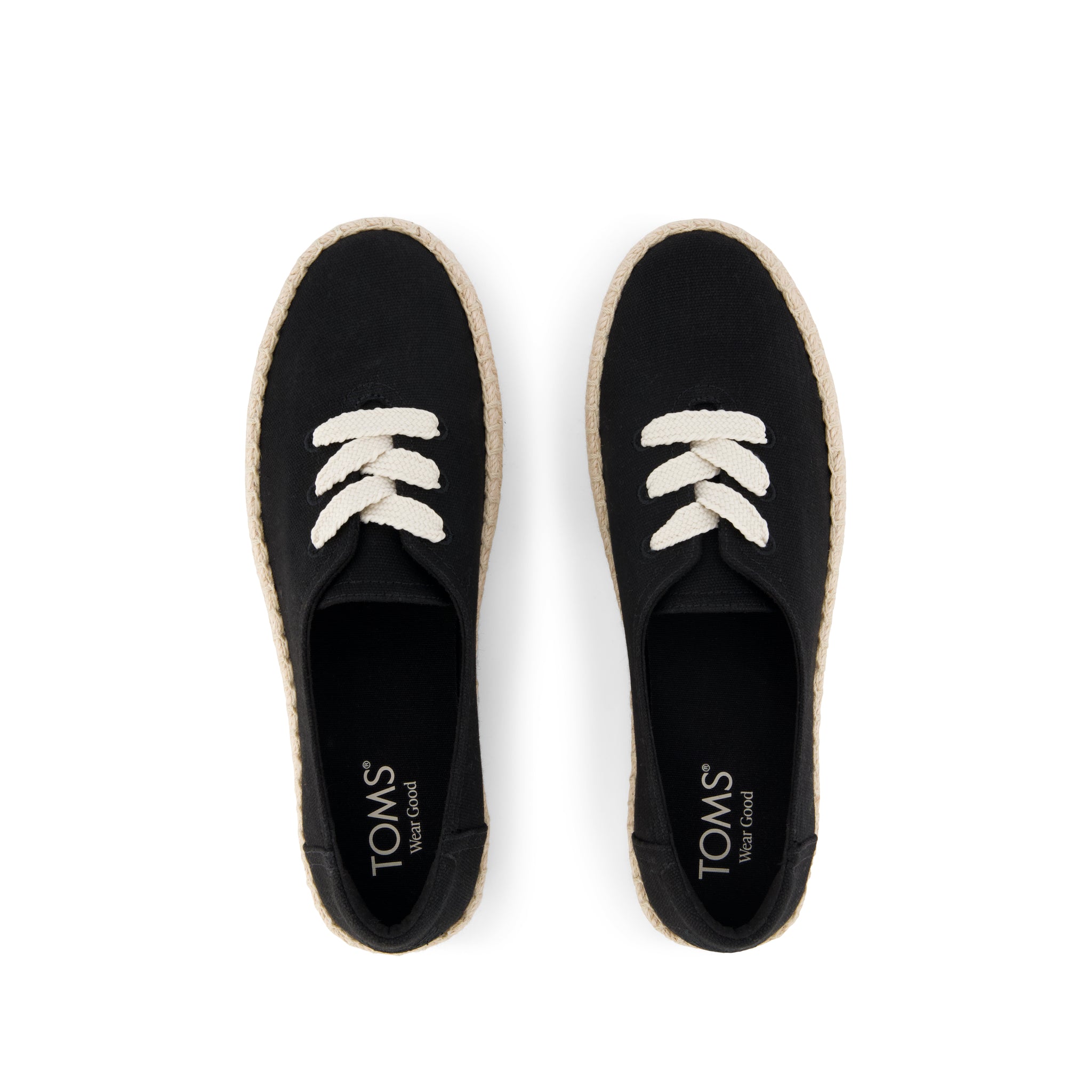 Valencia Lace-Up Platform Espadrille - Black Canvas Top View