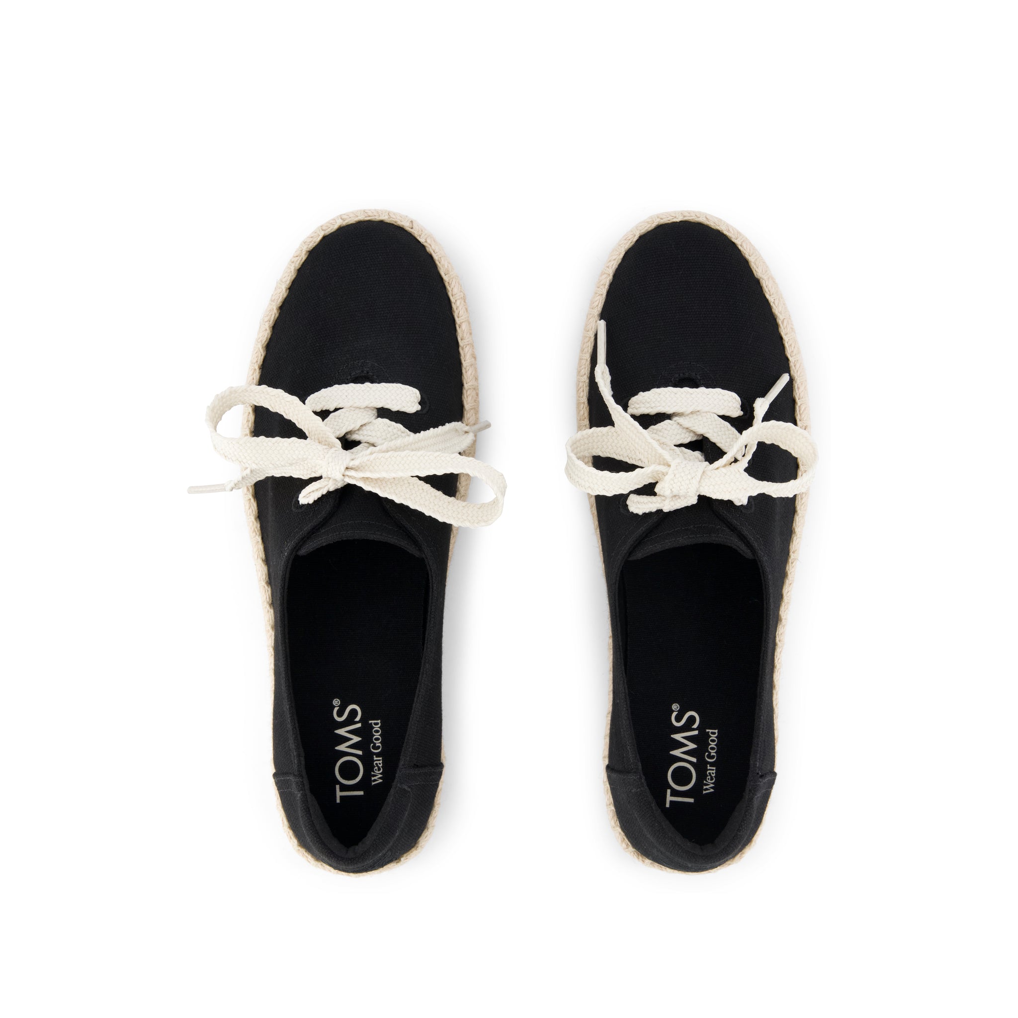 Womens Valencia Lace-Up Platform Espadrille Black Canvas – TOMS.com