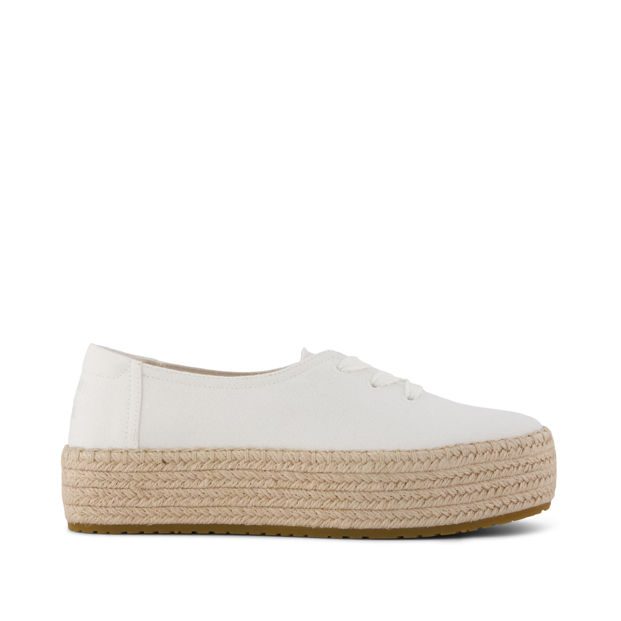 Valencia Lace-Up Platform Espadrille - White Canvas Side View