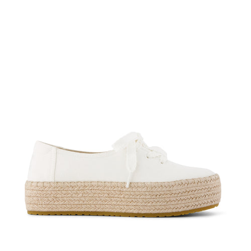 Womens Valencia Lace-Up Platform Espadrille White Canvas