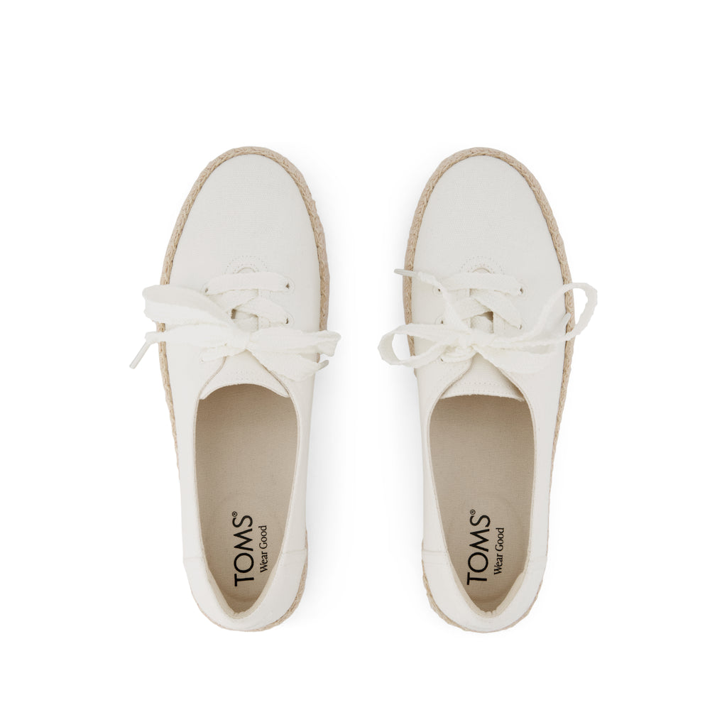 Womens Valencia Lace-Up Platform Espadrille White Canvas