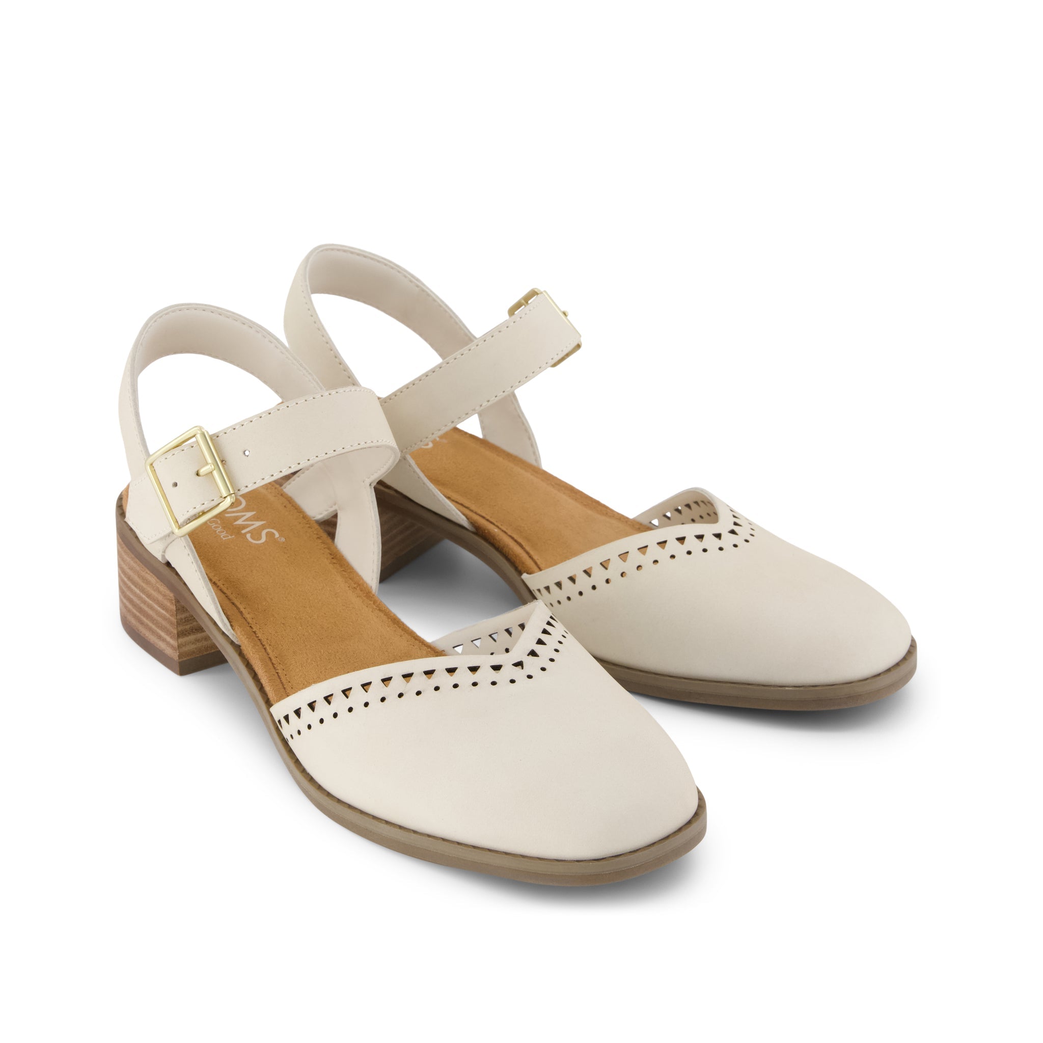 ココまま Womens Jaclyn Heel Light Sand Perforated Leather – TOMS.com
