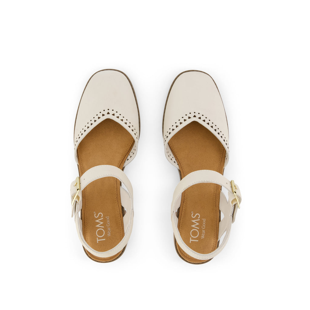 Jaclyn Heel - Light Sand Perforated Leather Top View