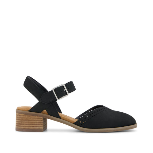 Jaclyn Heel - Black Perforated Leather Side View