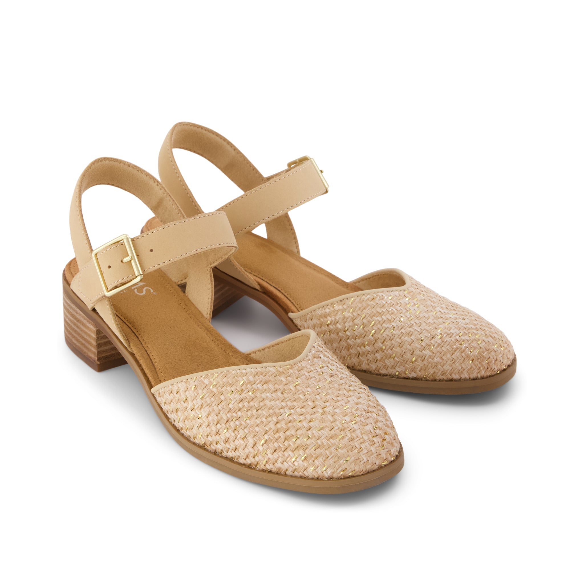 Womens Jaclyn Heel Natural Metallic Raffia – TOMS.com