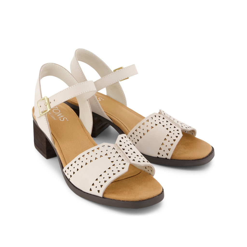Eloise Sandal - Light Sand Perforated Leather Front View