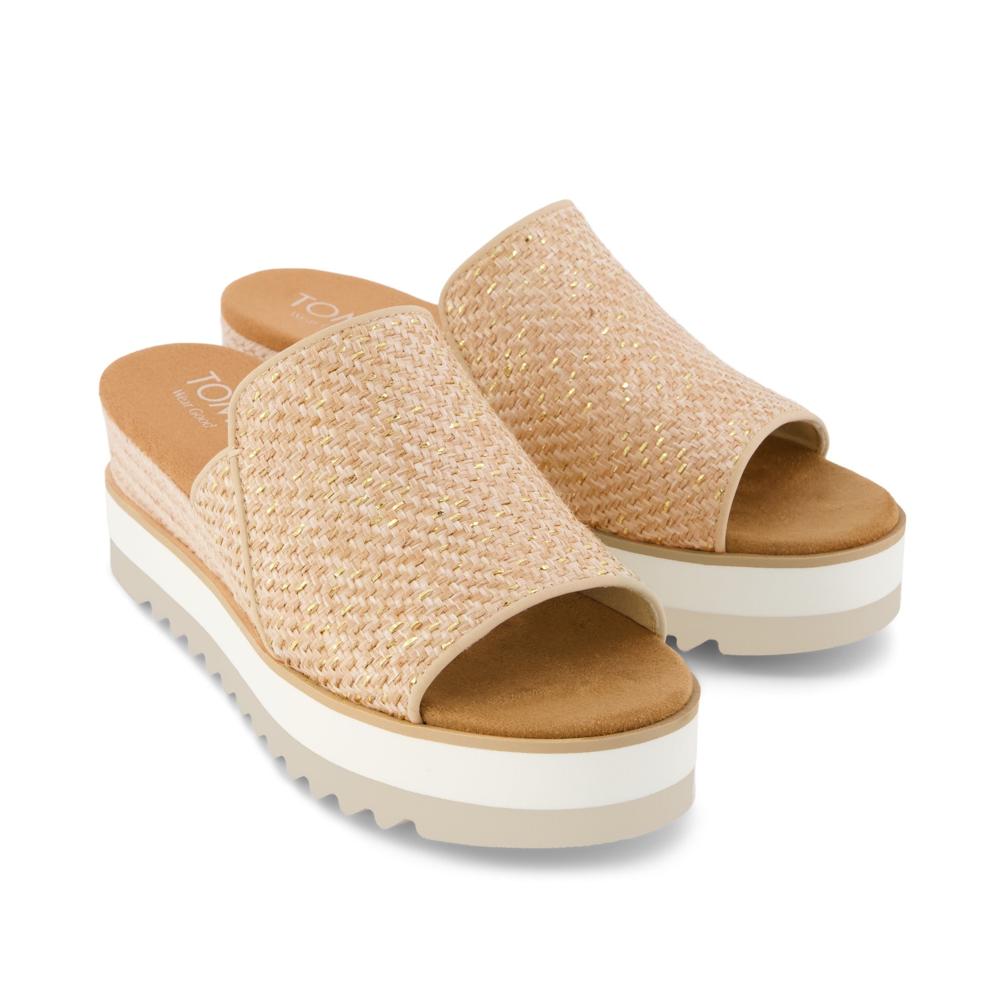 Womens Diana Mule Wedge Sandal Natural Metallic Raffia – TOMS.com