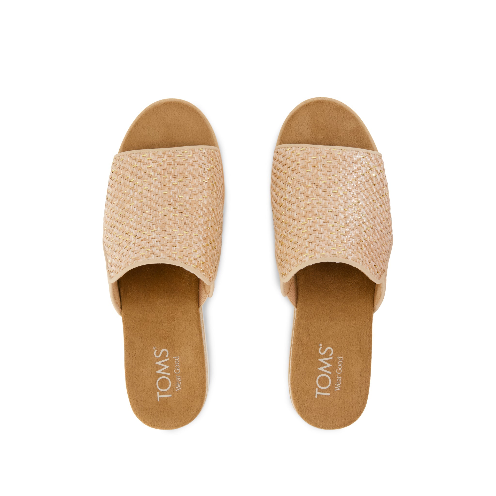 Diana Mule Wedge Sandal - Natural Metallic Raffia Top View