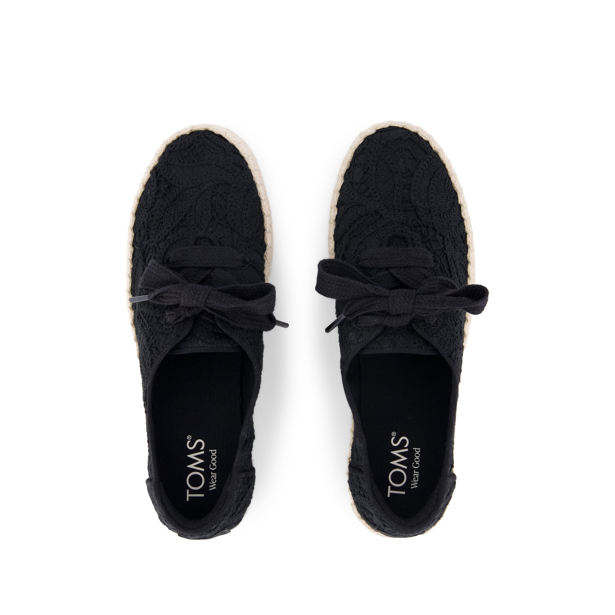 Womens Valencia Lace-Up Platform Espadrille Black Floral Crochet