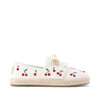 Carolina Lace-Up Kids Espadrille - Embroidered Cherries Side View