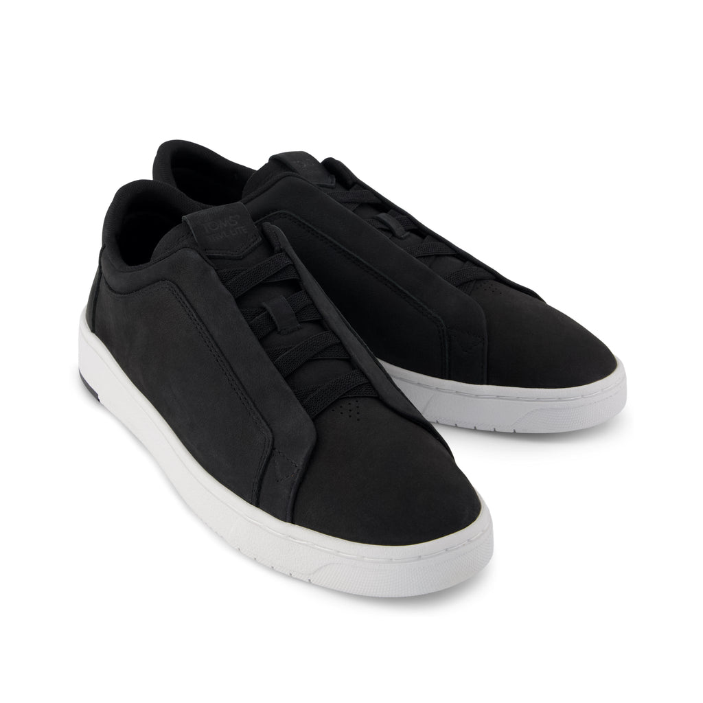 TRVL Lite Miles Lace-Up Sneaker - Water Resistant Black Leather Front View