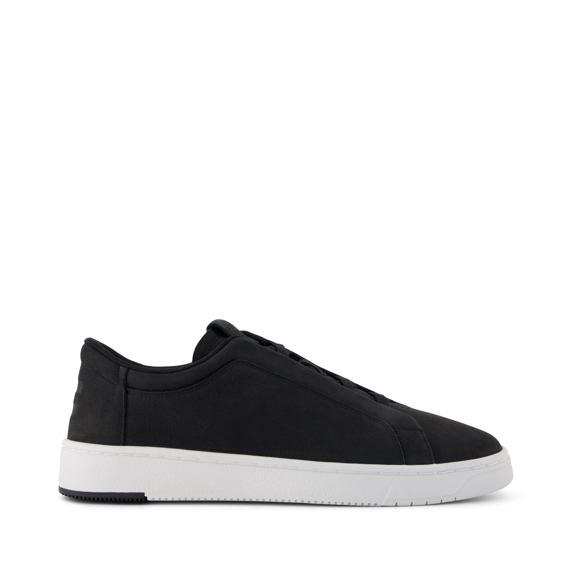 TRVL Lite Miles Lace-Up Sneaker - Water Resistant Black Leather Side View
