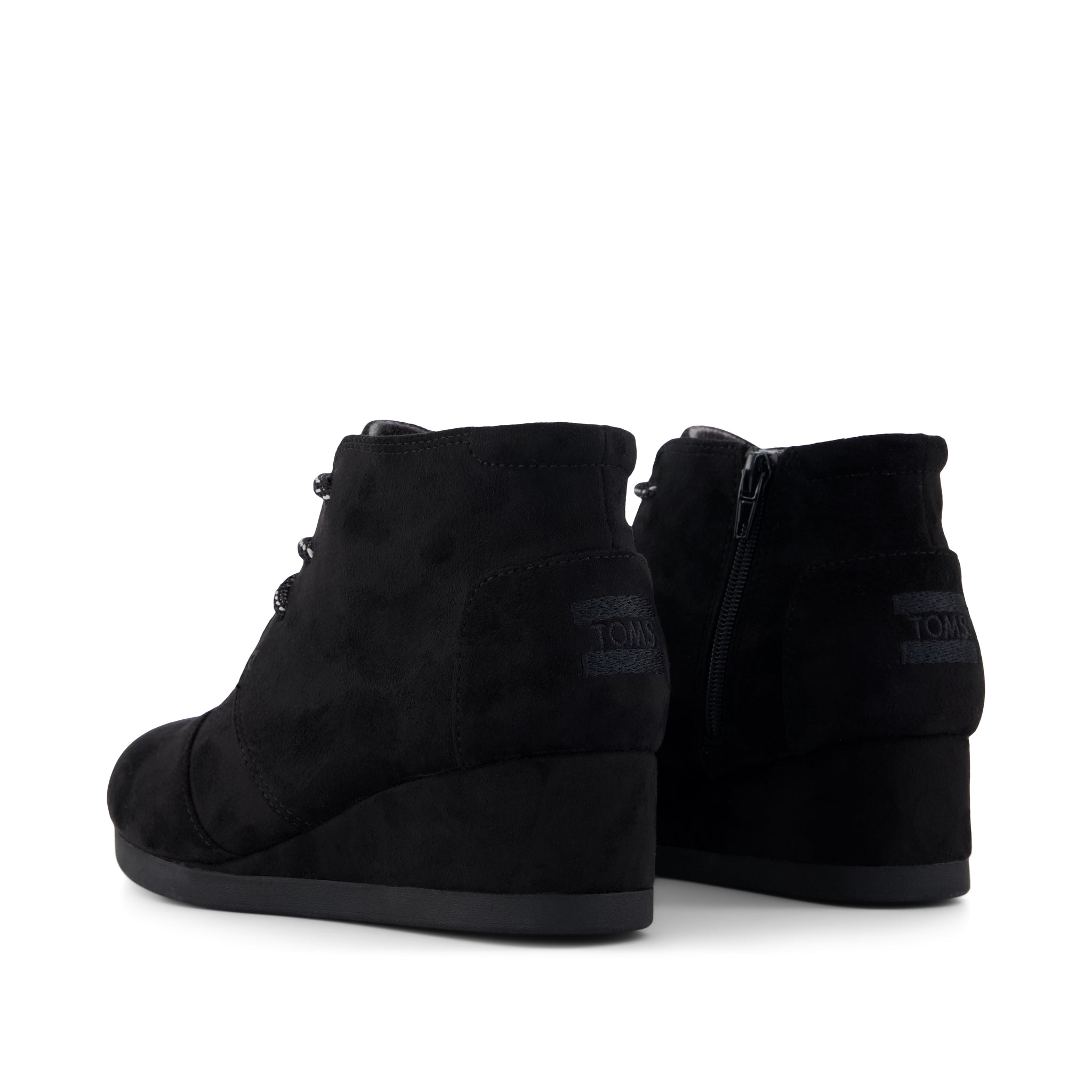 Desert Wedge Kids Boot - Black Microsuede Back View