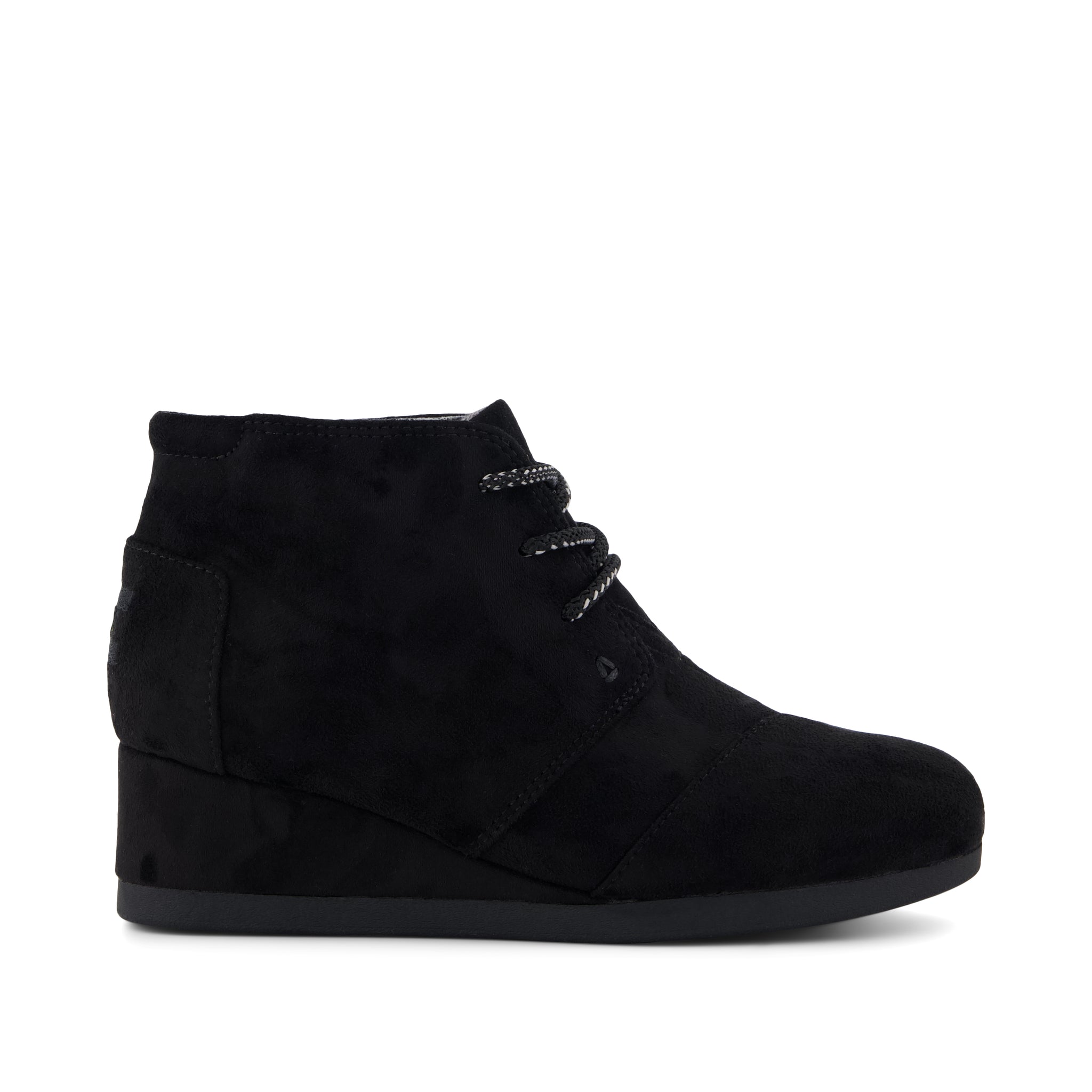 Desert Wedge Kids Boot - Black Microsuede Side View