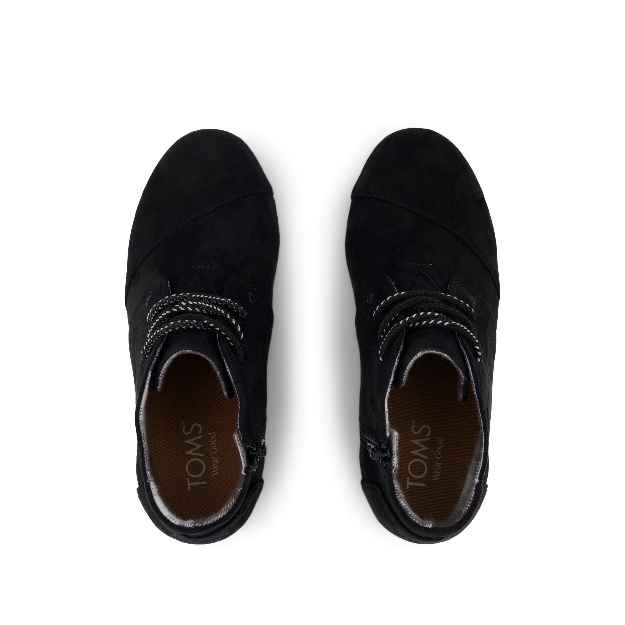 Desert Wedge Kids Boot - Black Microsuede Top View