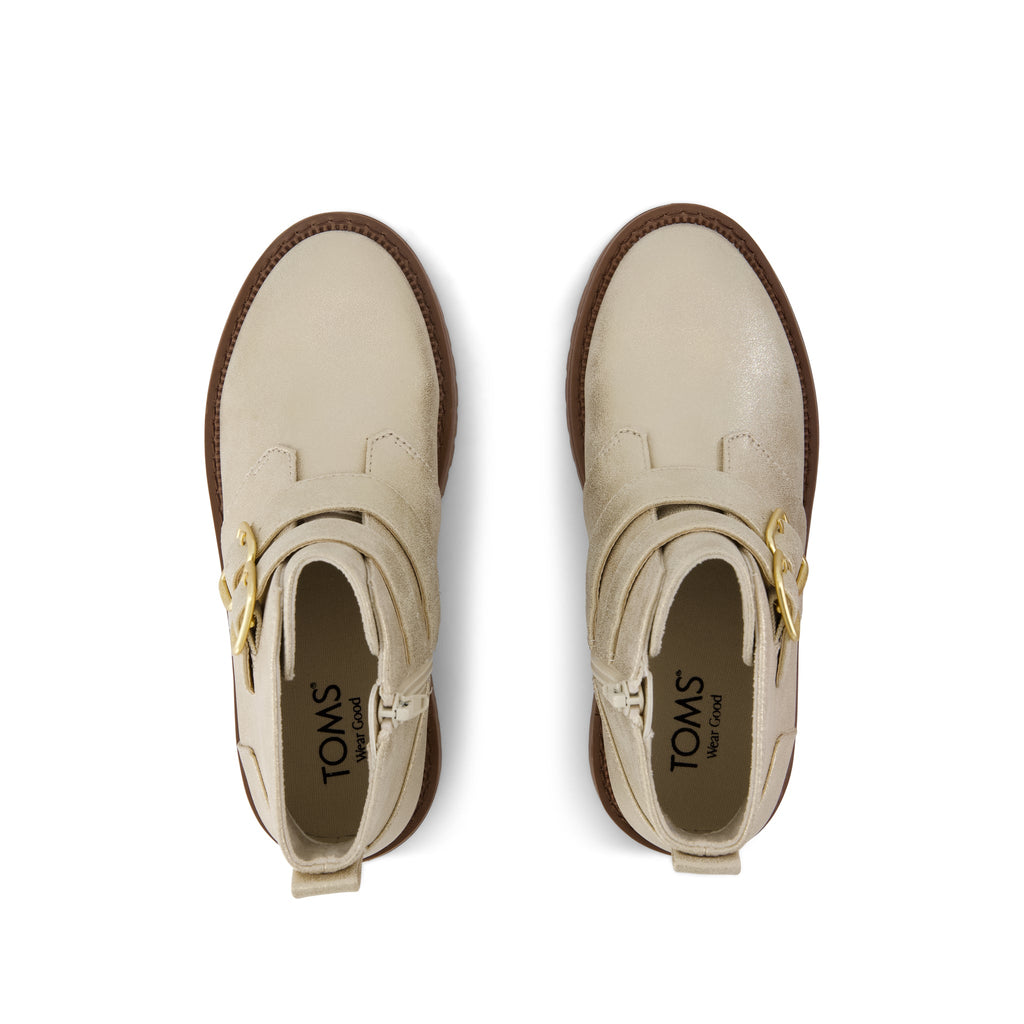 Simone Kids Boot - Champagne Metallic Faux Leather Top View
