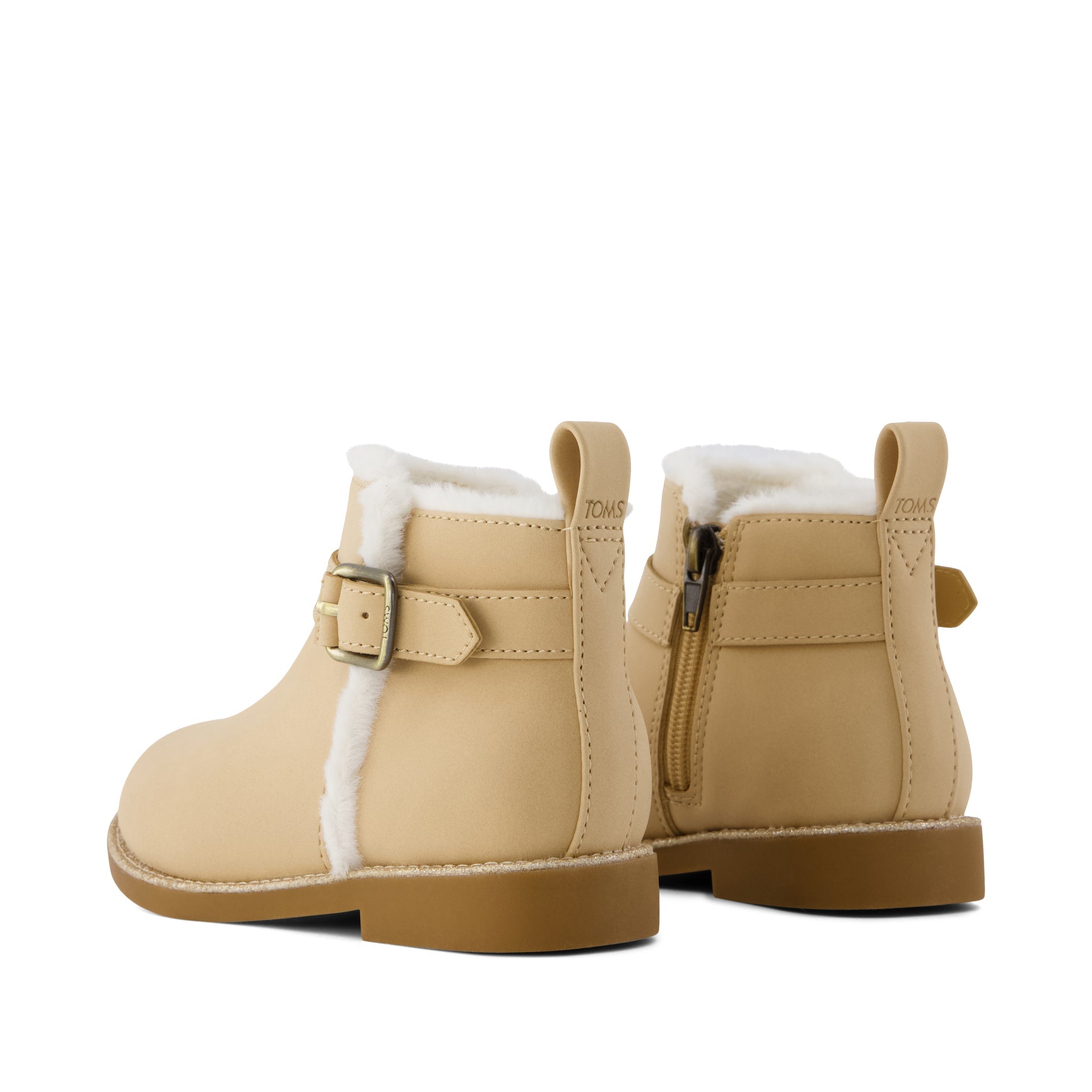 Mia Toddler Boot - Light Caramel Nubuck w/ Faux Fur Back View