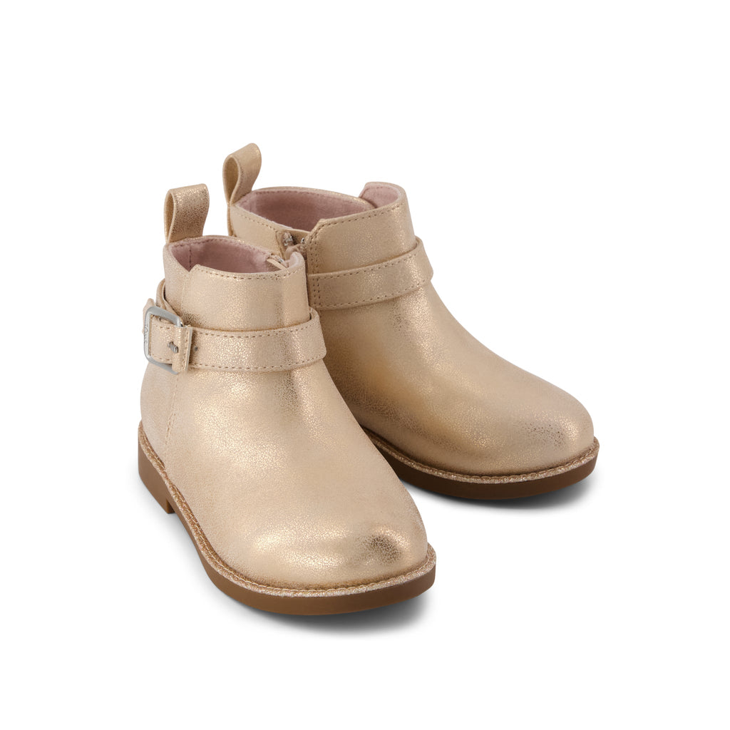 Mia Toddler Boot - Seashell Metallic Faux Leather Front View