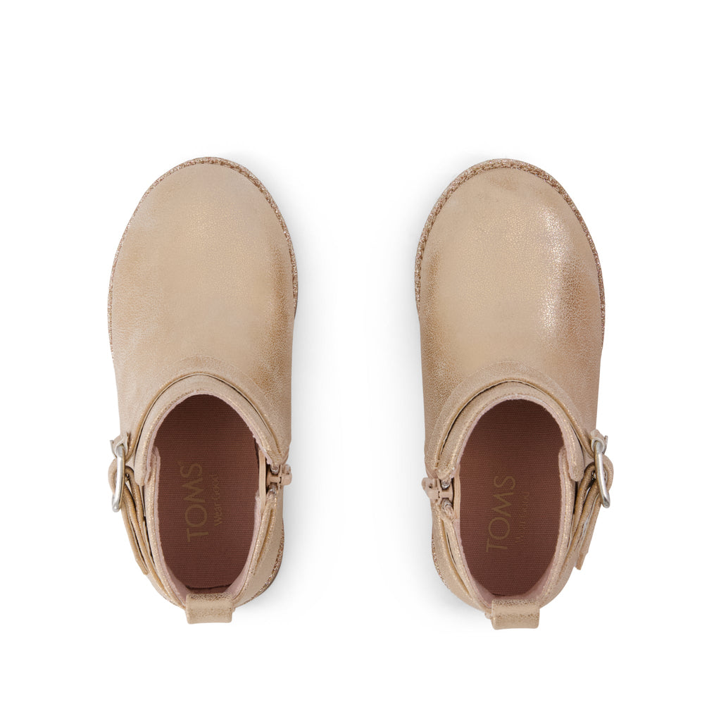 Mia Toddler Boot - Seashell Metallic Faux Leather Top View