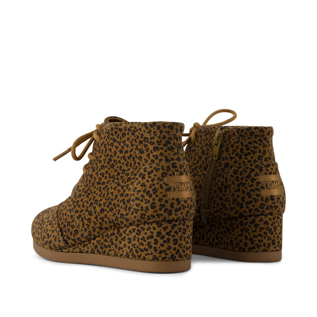 Desert Wedge Kids Boot - Toffee Micro Leopard Back View