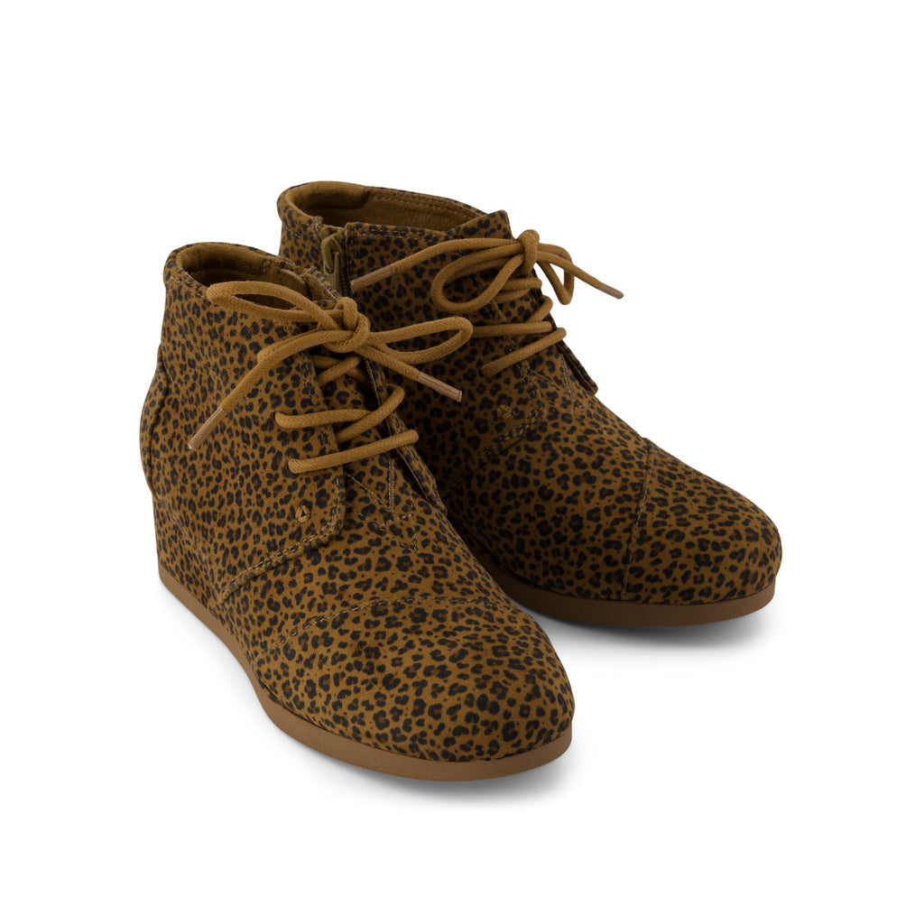 Desert Wedge Kids Boot - Toffee Micro Leopard Front View