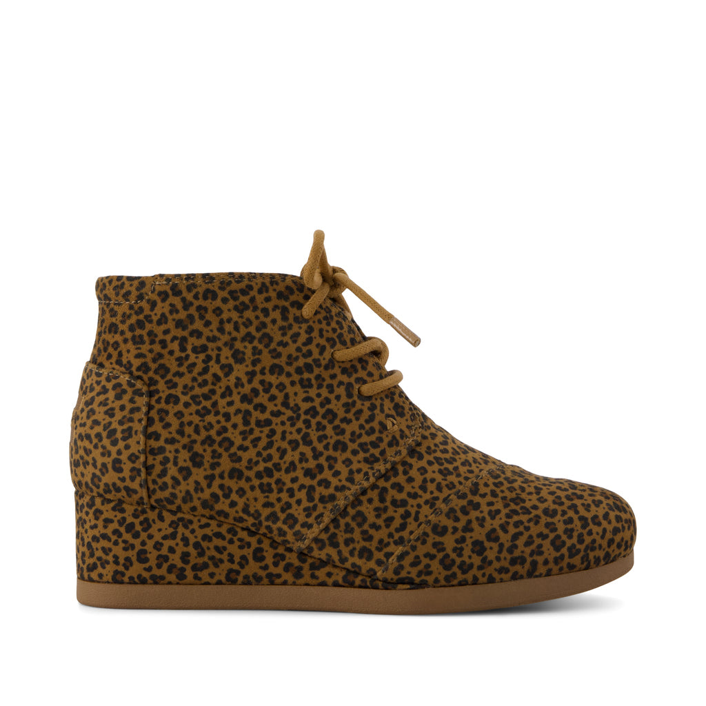 Desert Wedge Kids Boot - Toffee Micro Leopard Side View