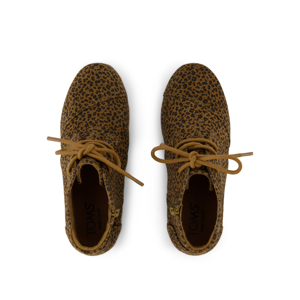 Desert Wedge Kids Boot - Toffee Micro Leopard Top View