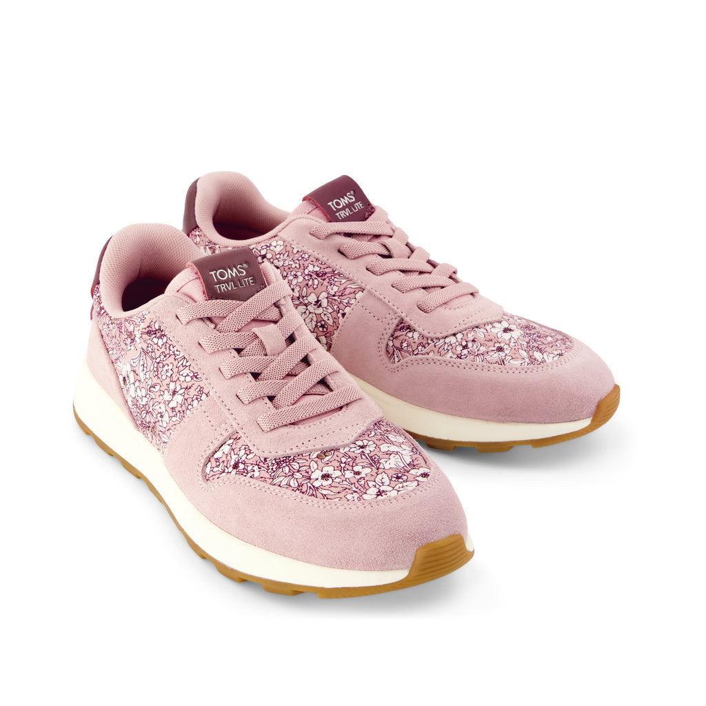 TRVL LITE Retro Runner Sneaker - Water Repellent Seashell Floral Print Front View