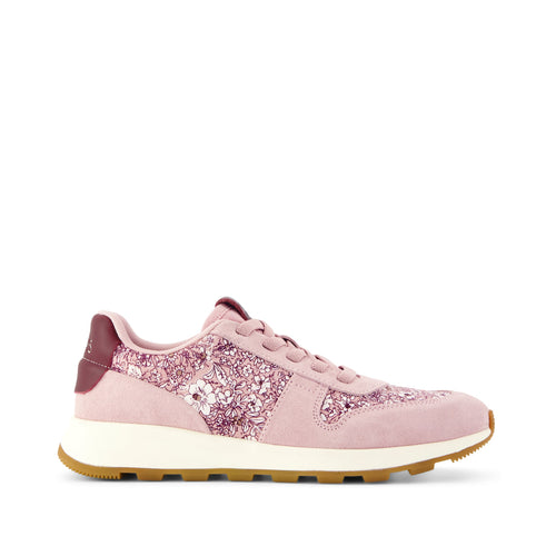 TRVL LITE Retro Runner Sneaker - Water Repellent Seashell Floral Print Side View