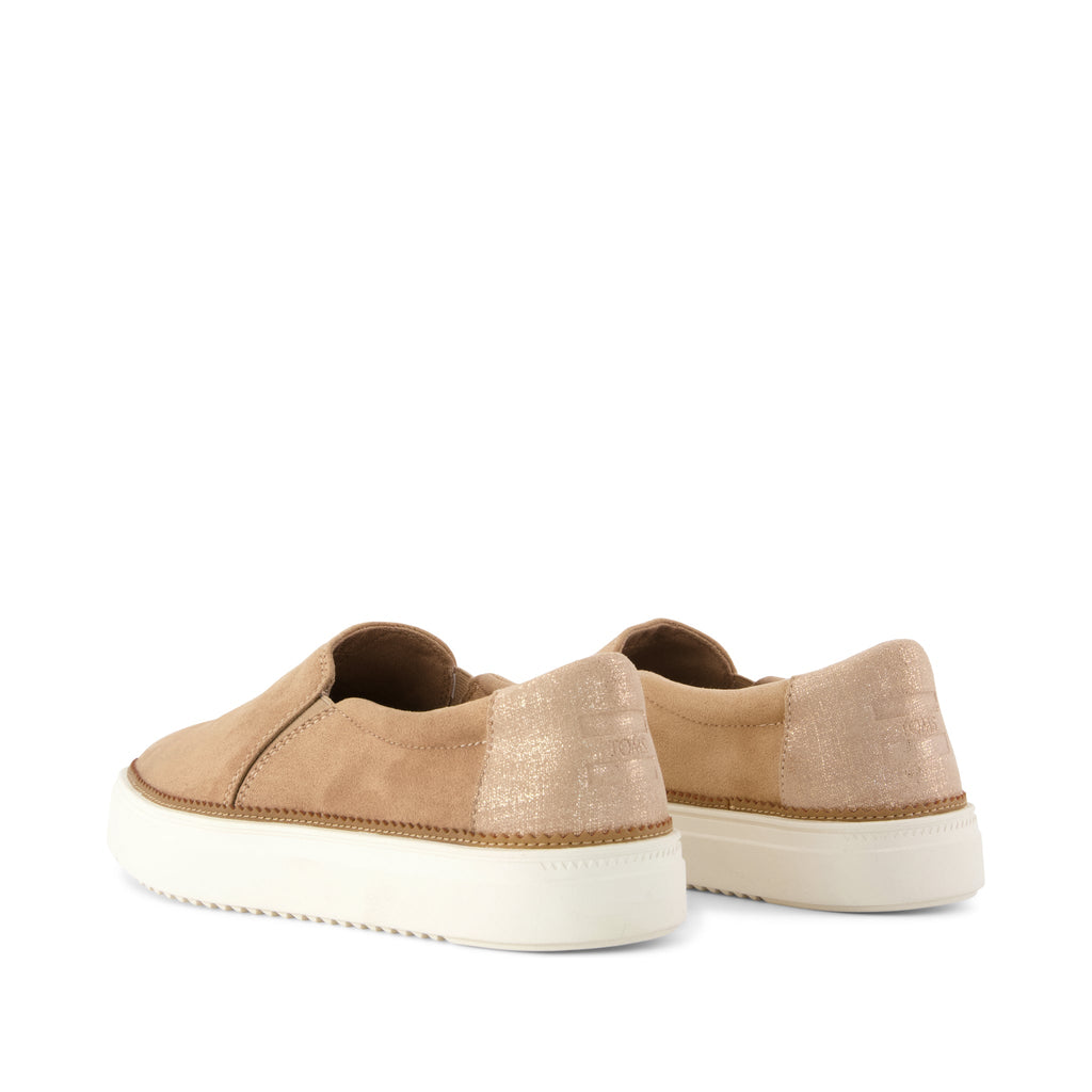 Emily Slip On Sneaker - Taupe Premium Microfiber Suede Back View