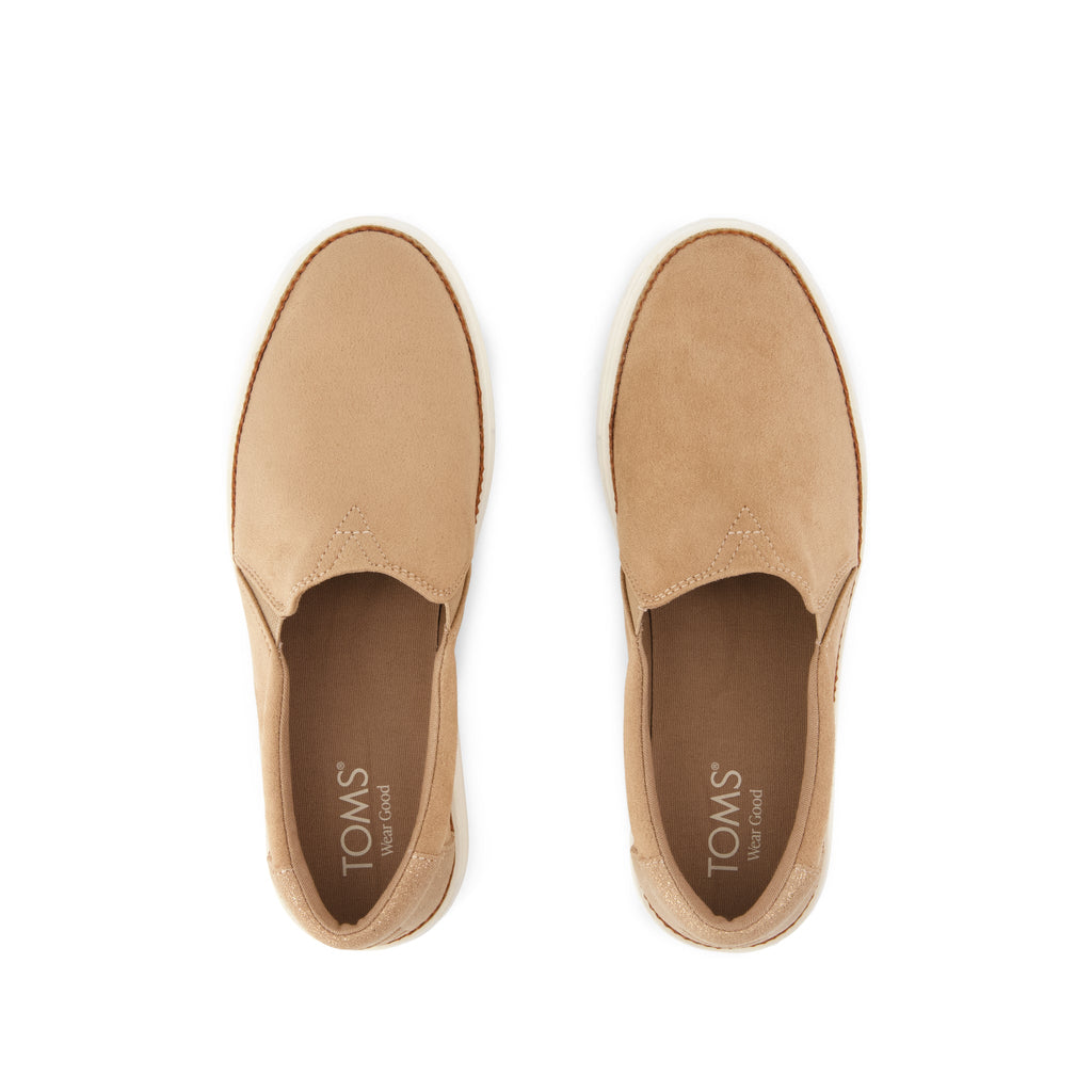 Emily Slip On Sneaker - Taupe Premium Microfiber Suede Top View