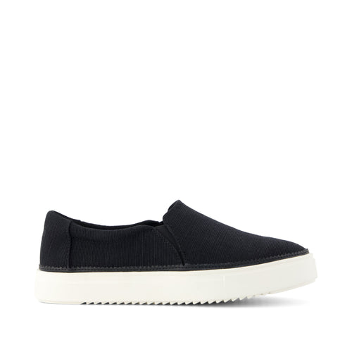 Emily Slip On Sneaker - Black Heritage Canvas Side View